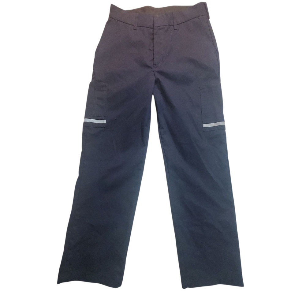 Stan Herman Cargo Workwear Pants Reflective Stripe Uniform Bottoms 34R-31 Navy